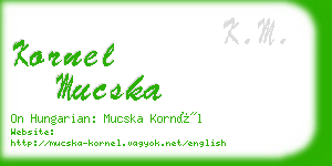 kornel mucska business card